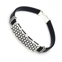 Ezüst-Kaucsuk (méret:21) Karkötő EC 107721