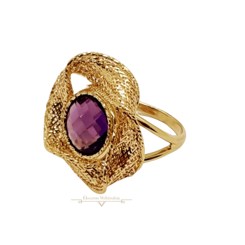 Arany Gyűrű Ametiszt Kővel (méret:56) AU 81232