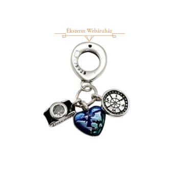 EZÜST FÉNYKÉPEZŐGÉP-SZÍV-IRÁNYTŰ CHARM