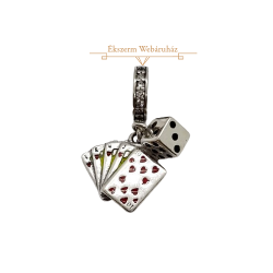 EZÜST KÁRTYA-DOBÓKOCKA CHARM