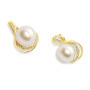 Arany Hagyományos Kapcsos Tenyésztett Gyöngyös Fülbevaló AU 88772