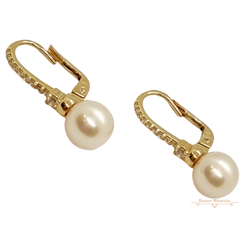 Arany Tenyésztett Gyöngy Hagyományos Kapcsos Fülbevaló AU 84366