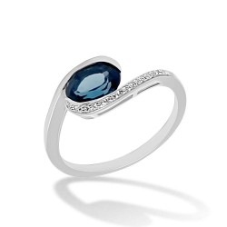 Fehérarany Brill és Topáz Köves Gyűrű (méret:58) AU 80482