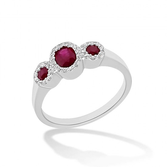 Fehérarany Brill és Rubin Köves Gyűrű (méret:54) RJ 85118
