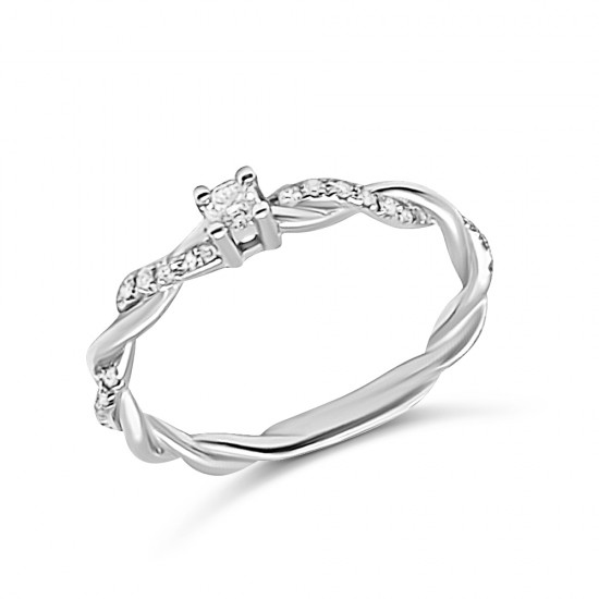 Fehérarany Brill Köves Gyűrű (méret:52) PP 80483