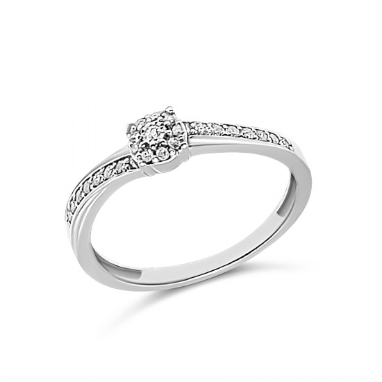 Fehérarany Brill Köves Gyűrű (méret:54) RJ 85104