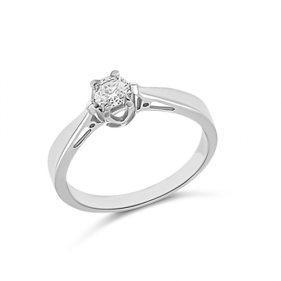 Fehérarany Brill Köves Gyűrű (méret:52) RJ 85109