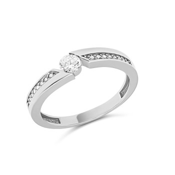 Fehérarany Brill Köves Gyűrű (méret:57) AU 88820