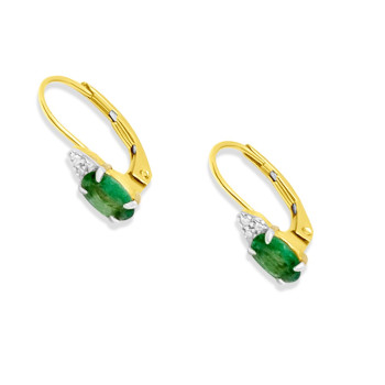 Arany Fülbevaló Briliáns és Smaragd Kővel AU 93307