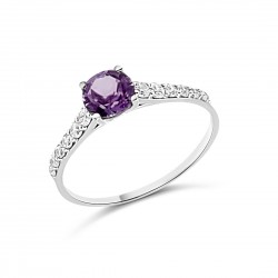 Fehérarany Gyűrű Ametiszt Köves (méret:60) AU 80344