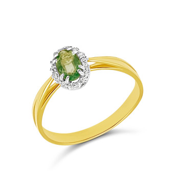 Arany Gyűrű Briliáns és Smaragd Kővel (méret:54) AU 83367