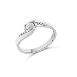 Fehérarany Brill Köves Gyűrű (méret:53) AU 94173