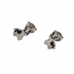 Ezüst Francia Bulldog Stekkeres Fülbevaló EL 137019