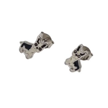 Ezüst Francia Bulldog Stekkeres Fülbevaló EL 137019