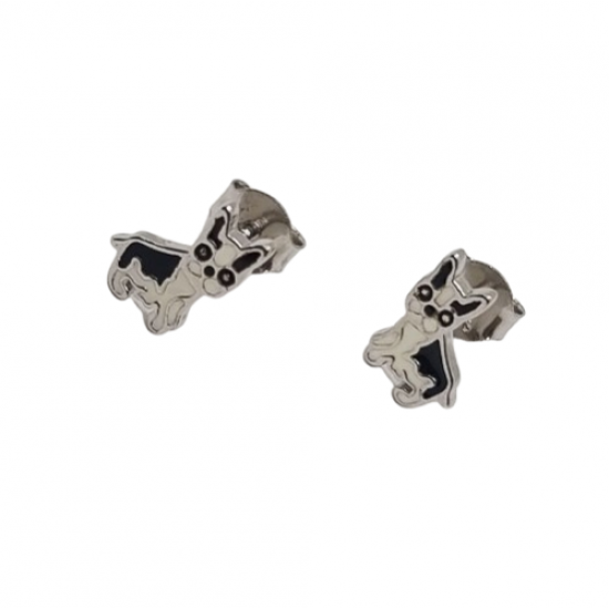 Ezüst Francia Bulldog Stekkeres Fülbevaló EL 137019