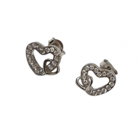 Ezüst Szív Stekkeres Fülbevaló AT 143829