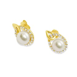 Arany Tenyésztett Gyöngyös Stekkeres Fülbevaló AU 97092