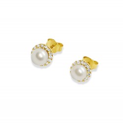 Arany Tenyésztett Gyöngyös Stekkeres Fülbevaló AU 97095 Arany Tenyésztett Gyöngyös Stekkeres Fülbevaló AU 97095