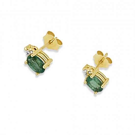 Arany Fülbevaló Briliáns és Smaragd Kővel AU 96740