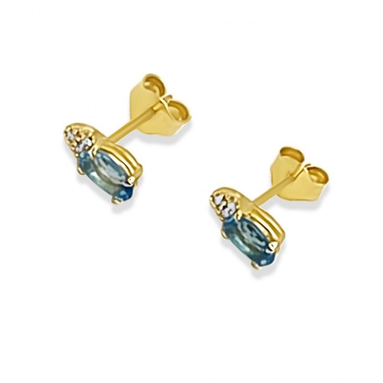 Arany Fülbevaló Briliáns és Topáz Kővel AU 96732