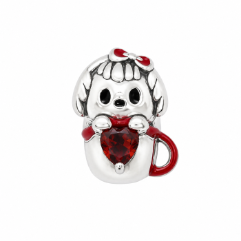 EZÜST KUTYUS TEÁSCSÉSZÉVEL CHARM EE 0056